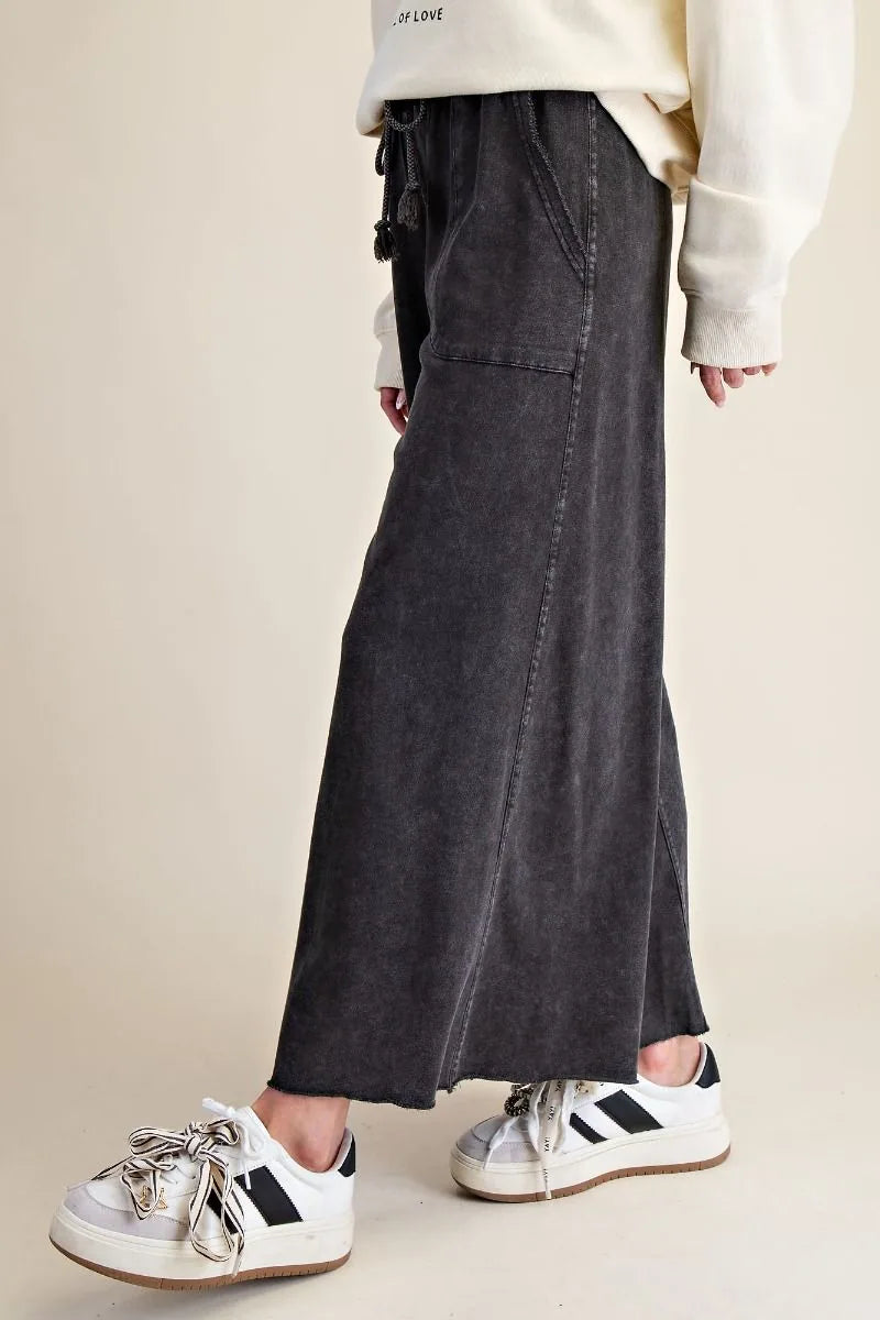Relaxed Fit Washed Wide Leg Pants