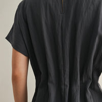 Minimal Short Sleeve Midi Dress with Waist Dart Detail
