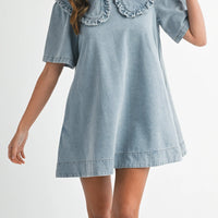 Collar Denim Mini Dress