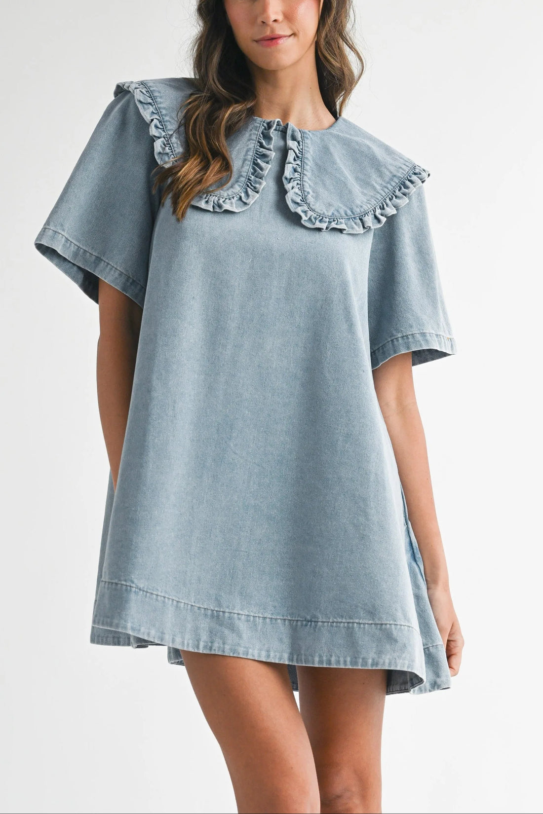Collar Denim Mini Dress