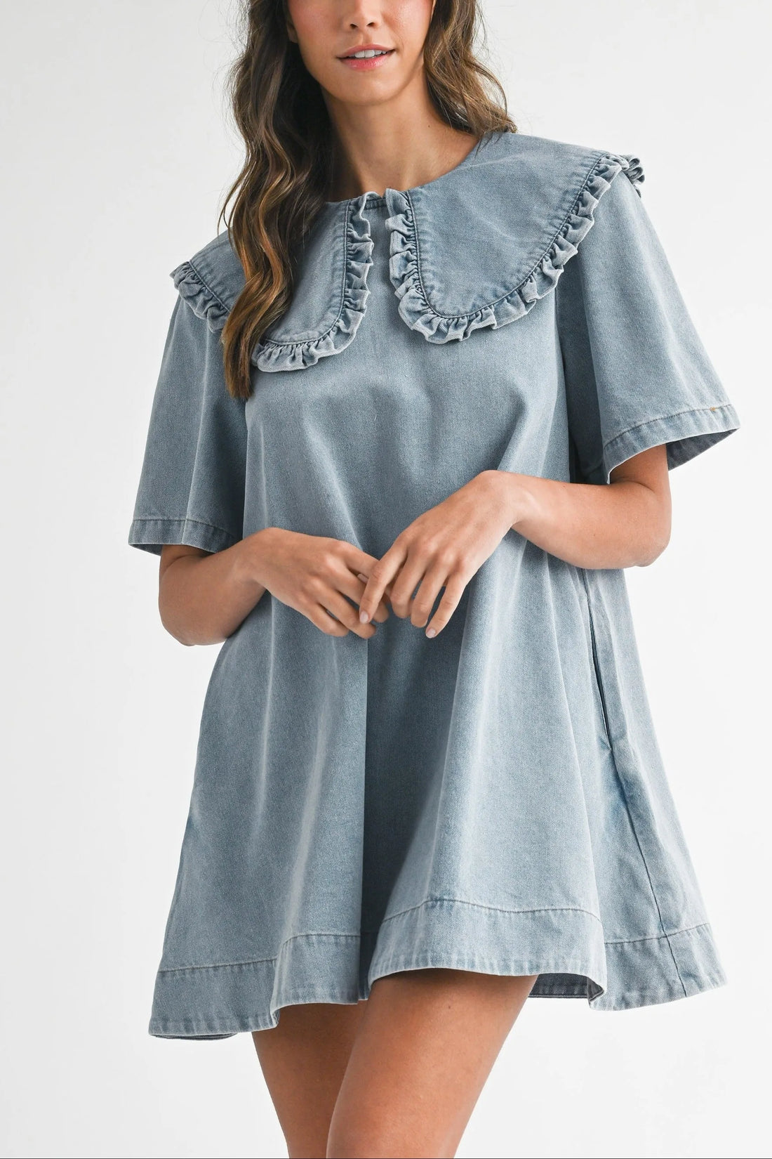Collar Denim Mini Dress