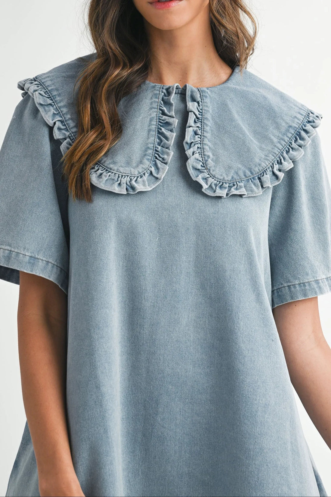 peter pan collar denim dress Julia Denim Dress