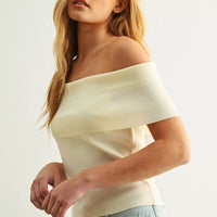 Off-Shoulder Ribbed Knit Top for Women