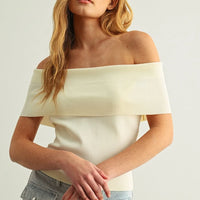 Off-Shoulder Ribbed Knit Top for Women