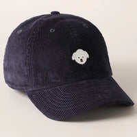 Maltese Embroidered Corduroy Baseball Cap