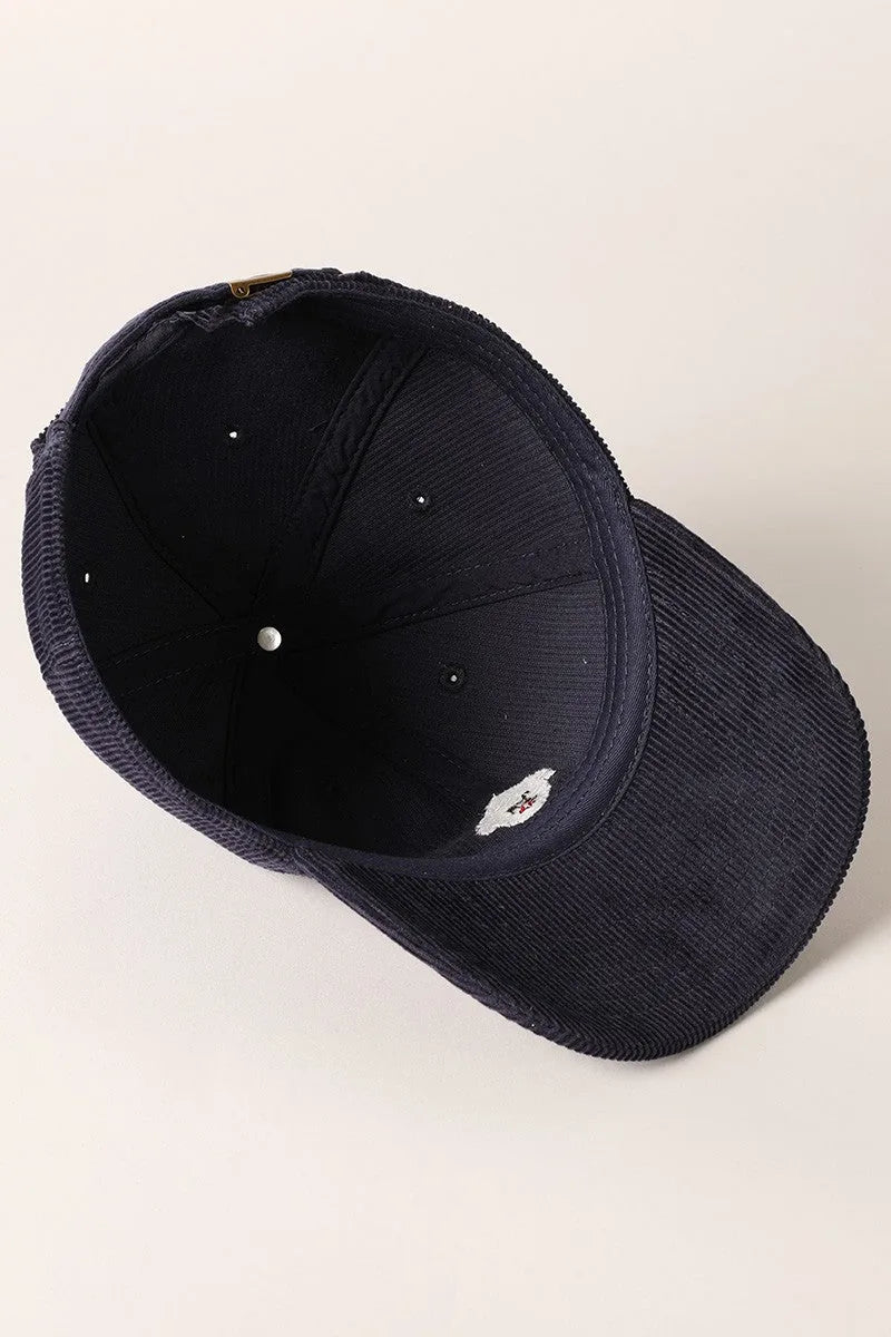 Maltese Embroidered Corduroy Baseball Cap