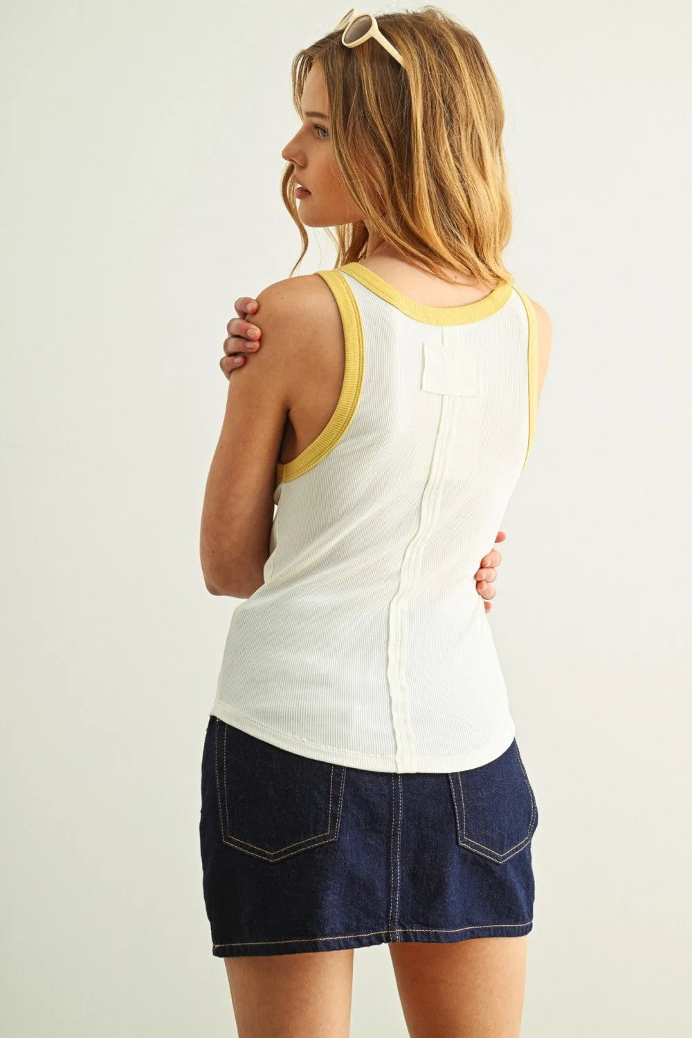 Contrast Trim Ribbed Tank Top