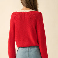 Contrast Trim Cropped Knit Cardigan