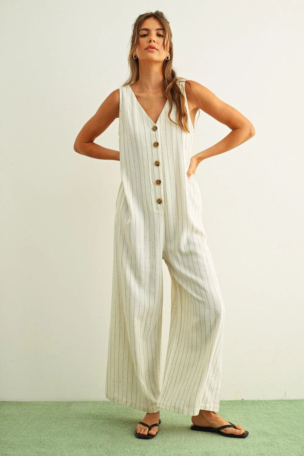 Striped Wide-Leg Jumpsuit