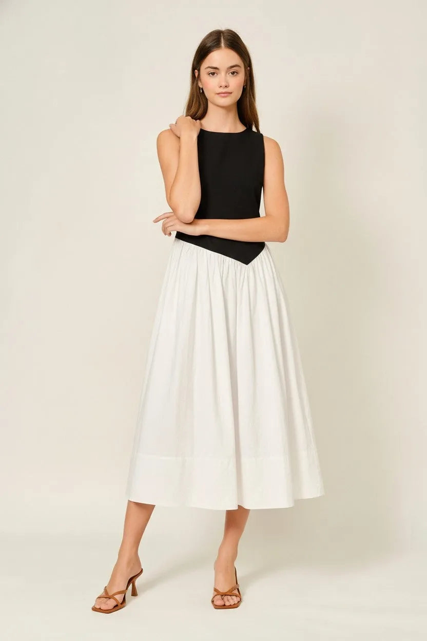 Asymmetrical Waist Detail Midi Dress