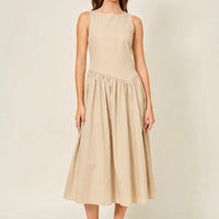 Asymmetrical Waist Detail Midi Dress