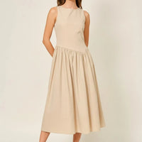 Asymmetrical Waist Detail Midi Dress
