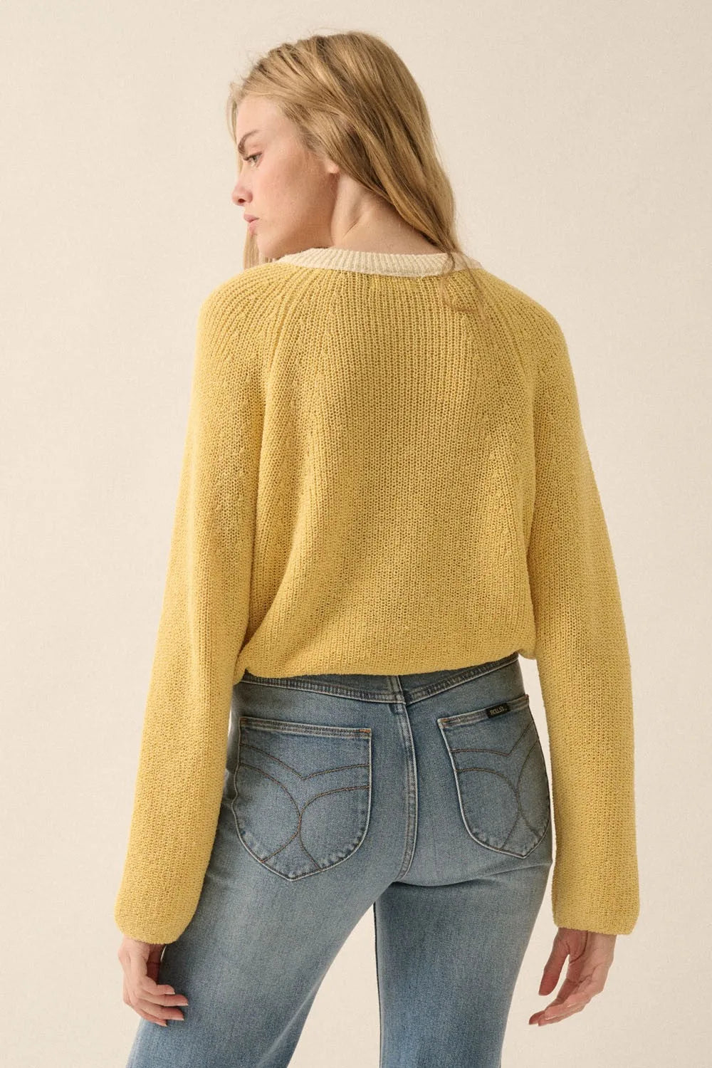 Contrast Trim Cropped Knit Cardigan