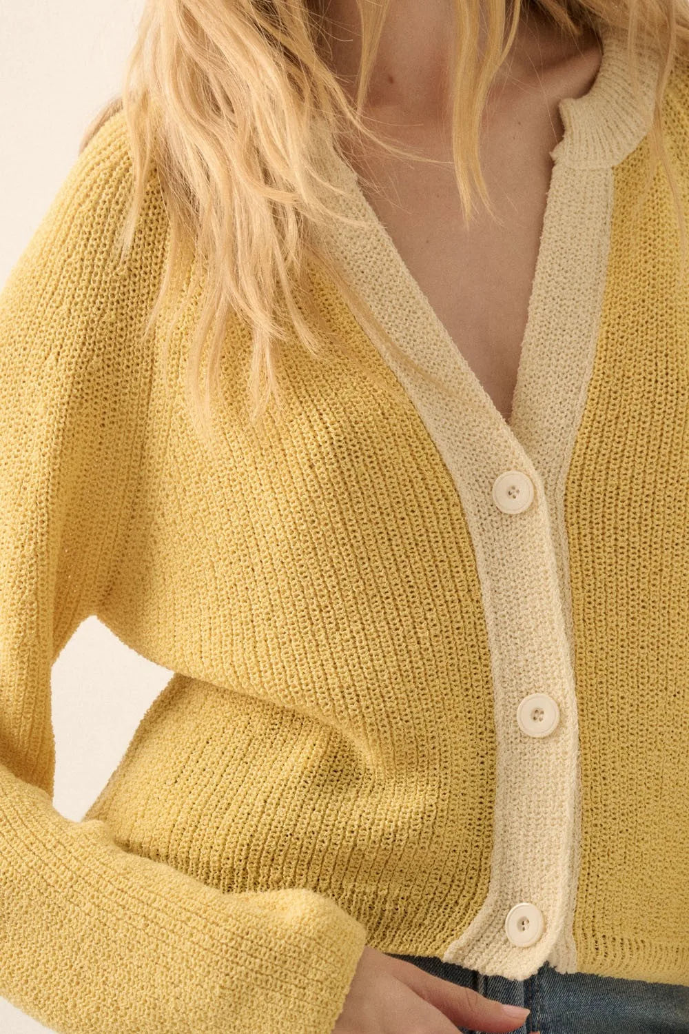 Contrast Trim Cropped Knit Cardigan