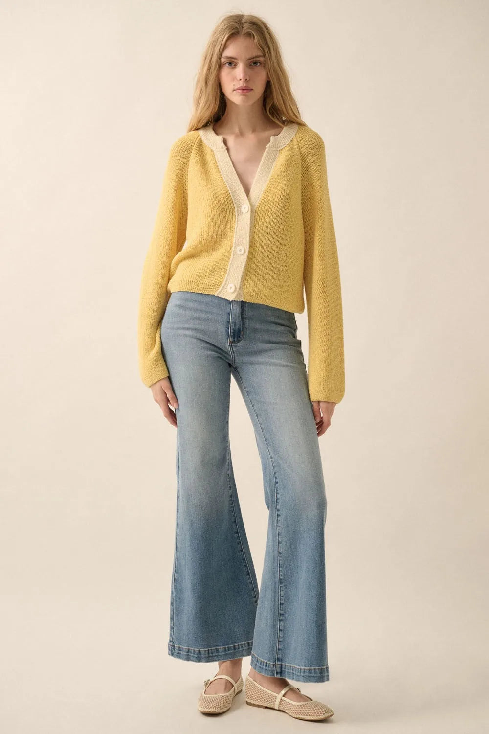 Contrast Trim Cropped Knit Cardigan