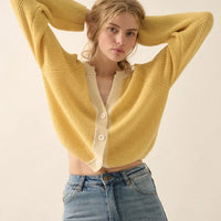 Contrast Trim Cropped Knit Cardigan