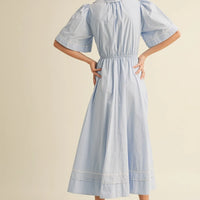 Embroidery Floral Button Down Maxi Dress