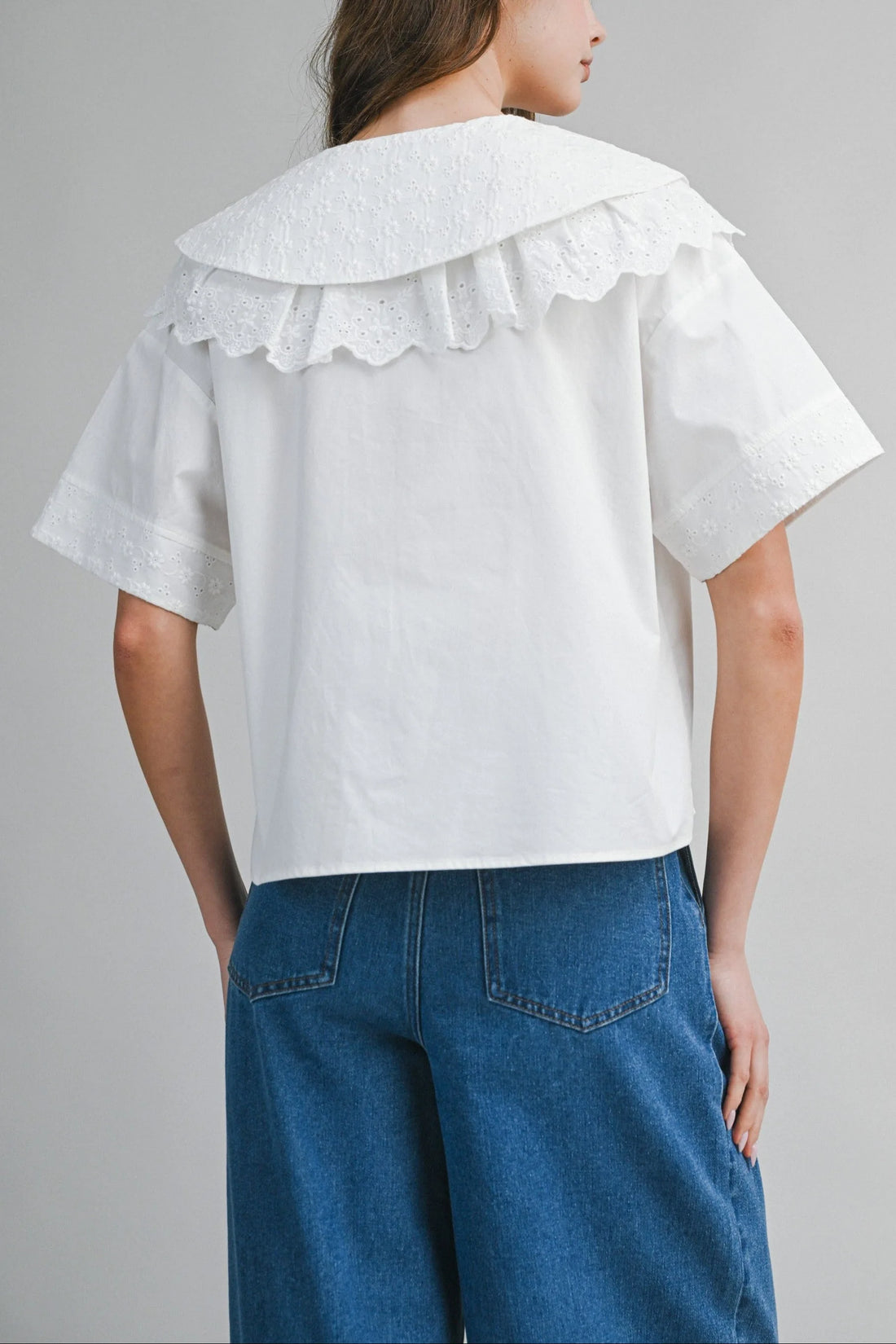Romantic Eyelet Peter Pan Collar Blouse