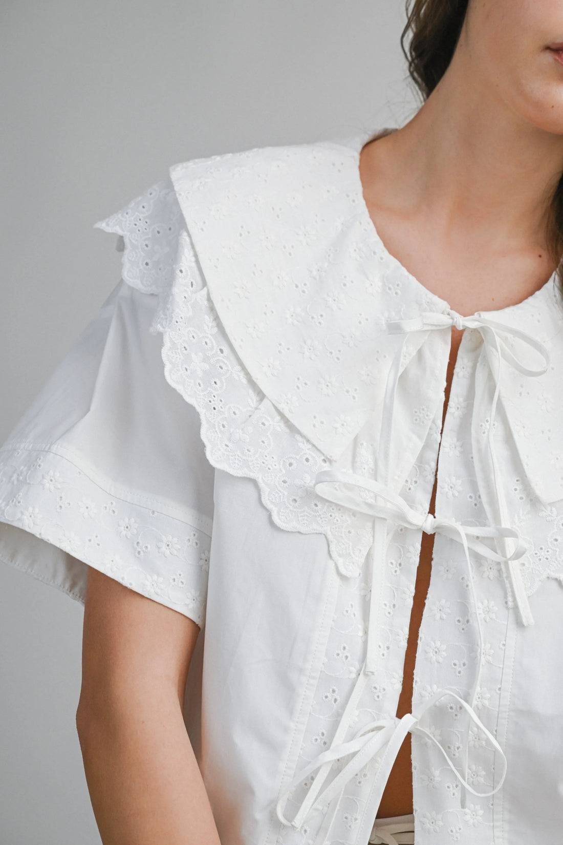 Romantic Eyelet Peter Pan Collar Blouse