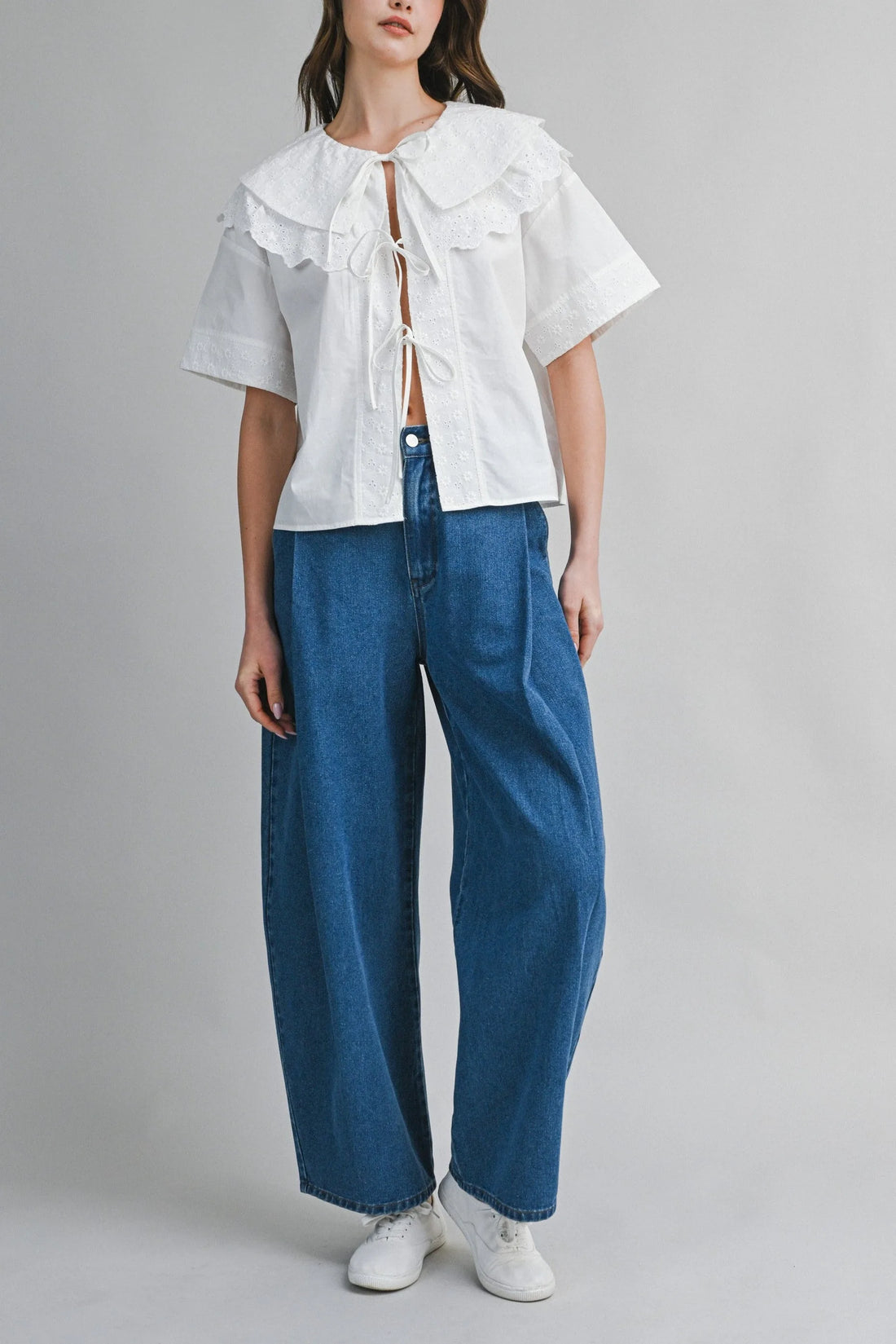 Romantic Eyelet Peter Pan Collar Blouse
