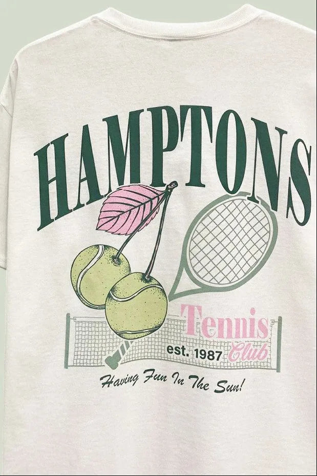 Hamptons Tennis Club Oversized Graphic T-Shirt