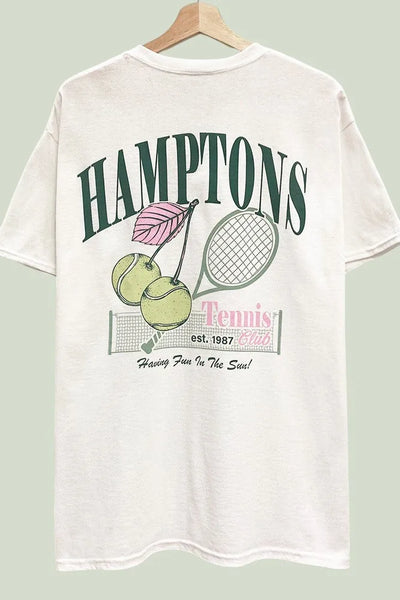 Hamptons Tennis Club Oversized Graphic T-Shirt