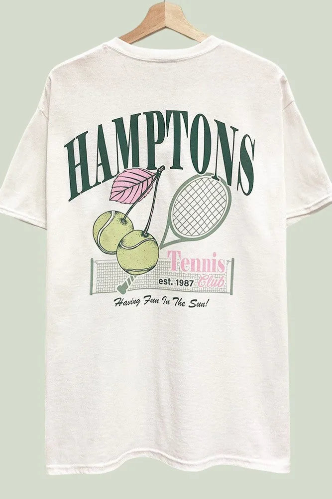 Hamptons Tennis Club Oversized Graphic T-Shirt
