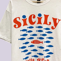 Sicily Italia Fish Market Oversized Graphic Tee