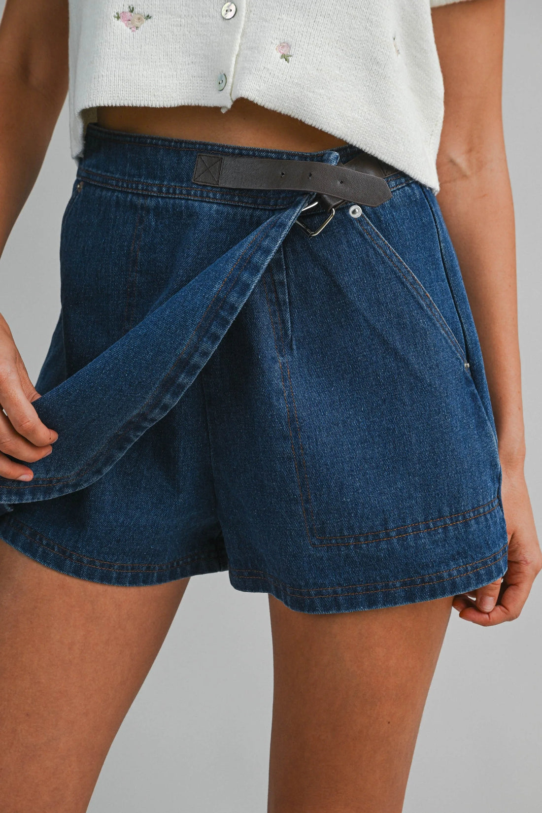 Asymmetrical Wrap Mid Rise Mini Skort