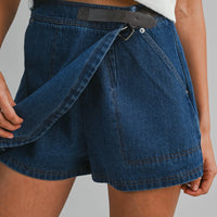 Asymmetrical Wrap Mid Rise Mini Skort