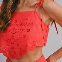 Eyelet Lace Crop Top & Midi Skirt Set