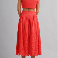 Eyelet Lace Crop Top & Midi Skirt Set