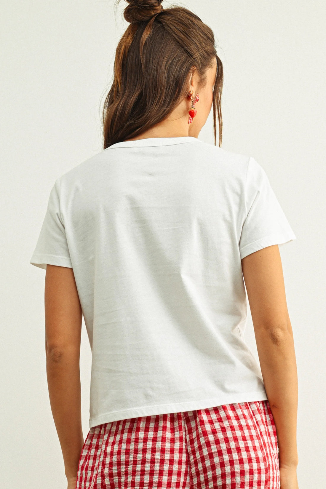 Sweet Gingham Strawberry Embroidered Baby Tee