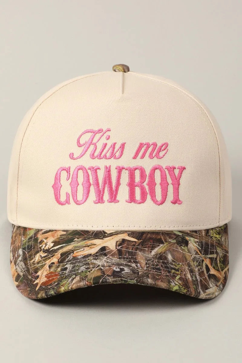 Kiss Me Cowboy Camo Trucker Hat