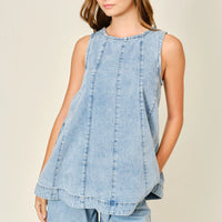 Denim Flare Sleeveless Top