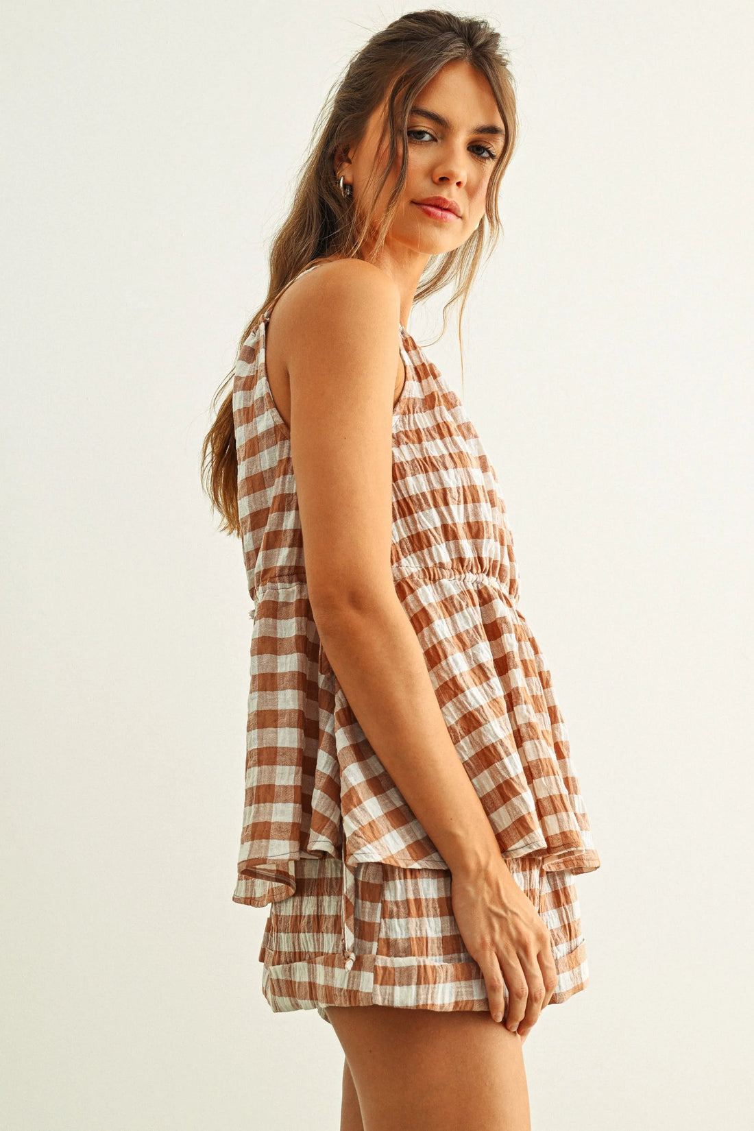 Gingham Tiered Halter Top