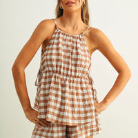 Gingham Tiered Halter Top