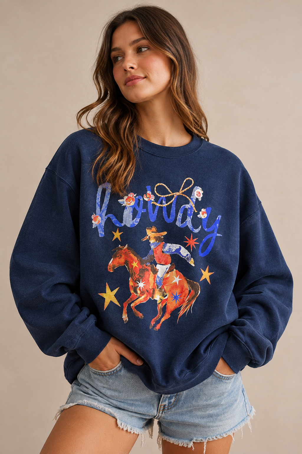 Howdy Cowboy Graphic Oversized Sweatshirt