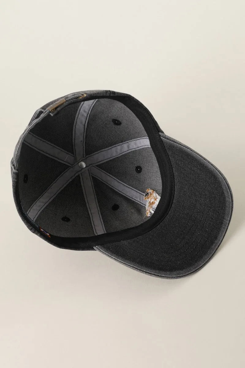 Black Washed Golden Retriever Embroidered Cap