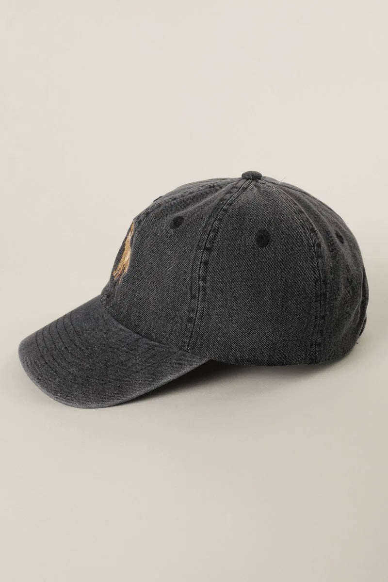 Black Washed Golden Retriever Embroidered Cap