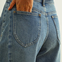 Vintage Wash Denim Barrel Pants