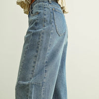 Vintage Wash Denim Barrel Pants