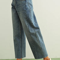 Vintage Wash Denim Barrel Pants