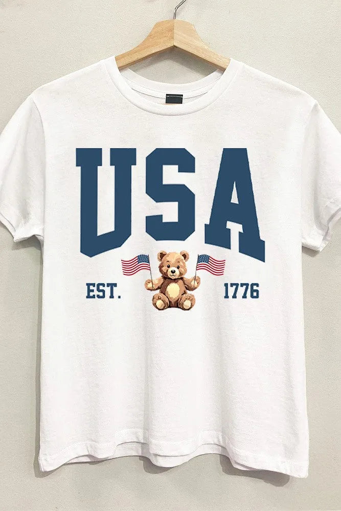 USA Teddy Bear Graphic T-Shirt