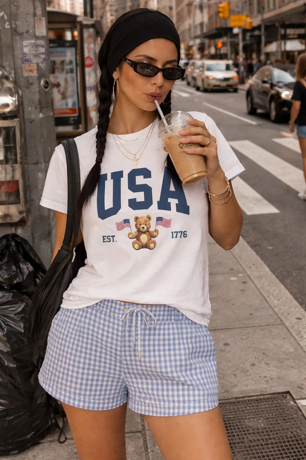 USA Teddy Bear Graphic T-Shirt