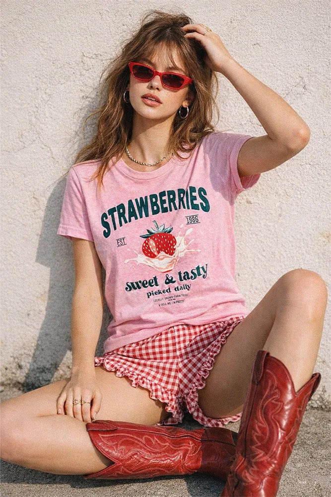 Strawberry Graphic Mineral Wash T-Shirt