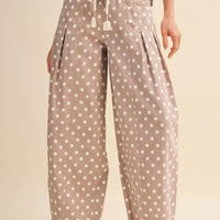 Polka Dot Pleated Barrel Pants