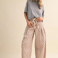 Polka Dot Pleated Barrel Pants