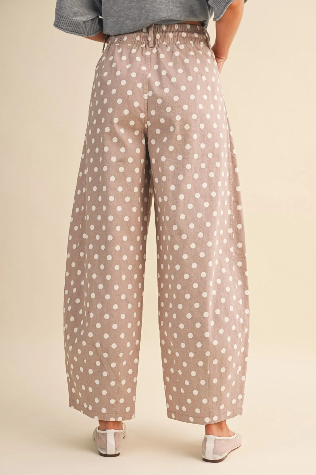 Polka Dot Pleated Barrel Pants