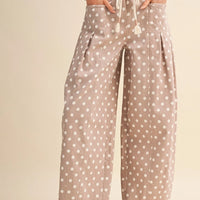 Polka Dot Pleated Barrel Pants